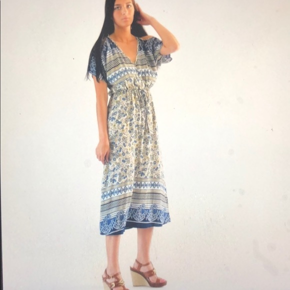 Dresses & Skirts - Blue ,cream and brown print maxi Dress